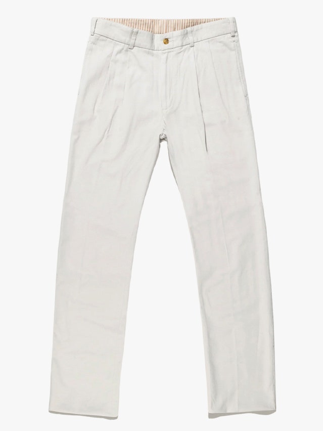 Image may contain Clothing Pants Home Decor Linen Jeans and Skirt