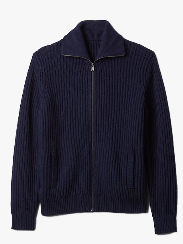 Image may contain Clothing Knitwear Sweater Coat Jacket Sweatshirt Fleece and Hoodie
