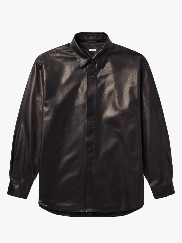 Image may contain Clothing Coat Jacket Blouse Long Sleeve Sleeve and Leather Jacket