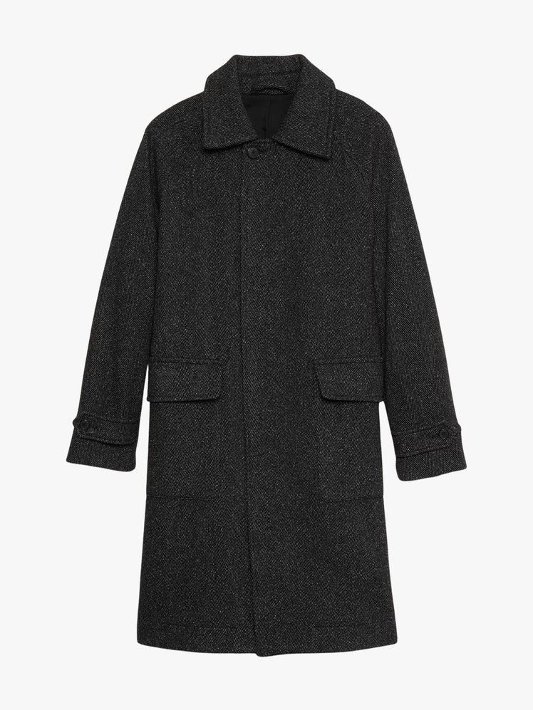 Italian Herringbone Balmacaan Coat