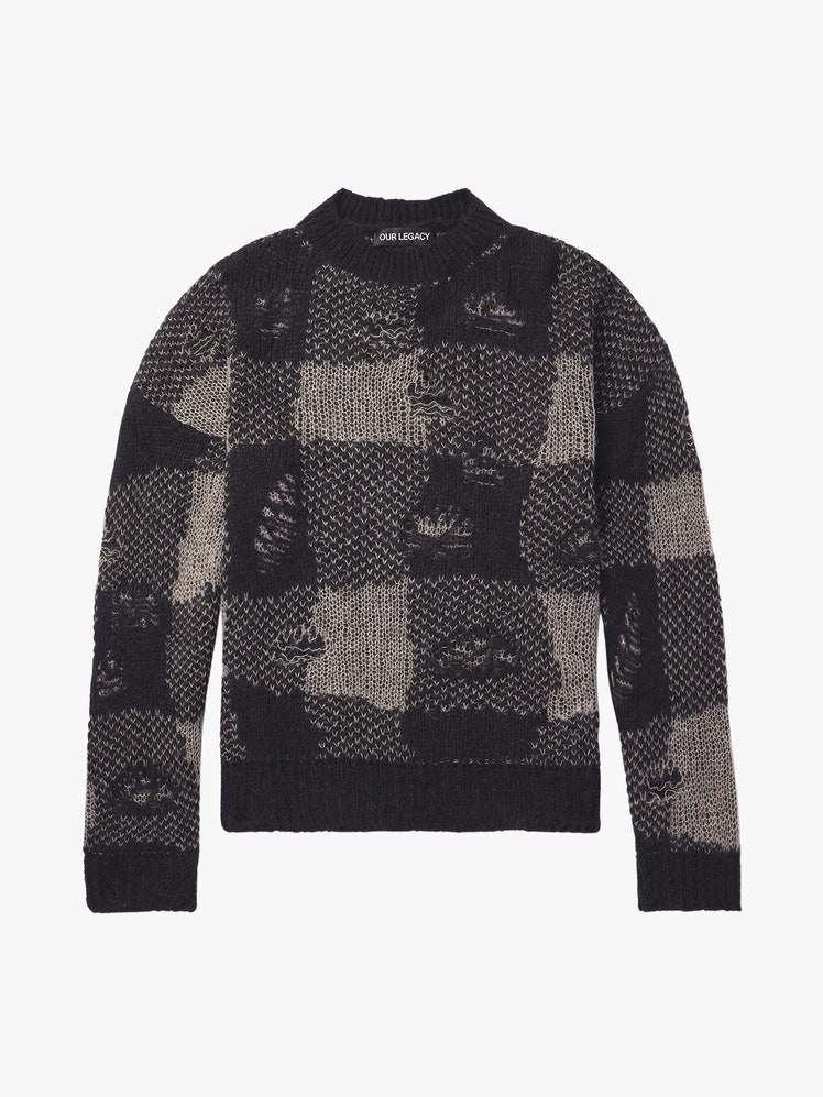 Sonar Distressed Checked OpenKnit Sweater