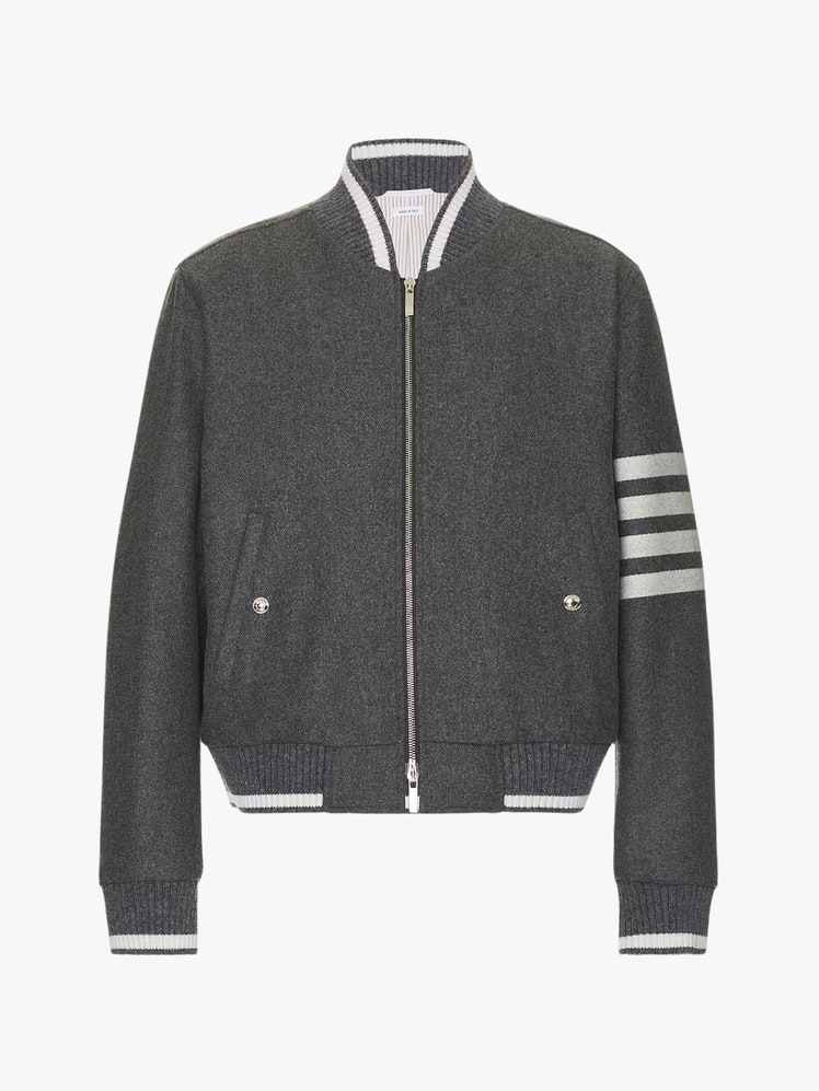 Gray Rib Bomber Jacket
