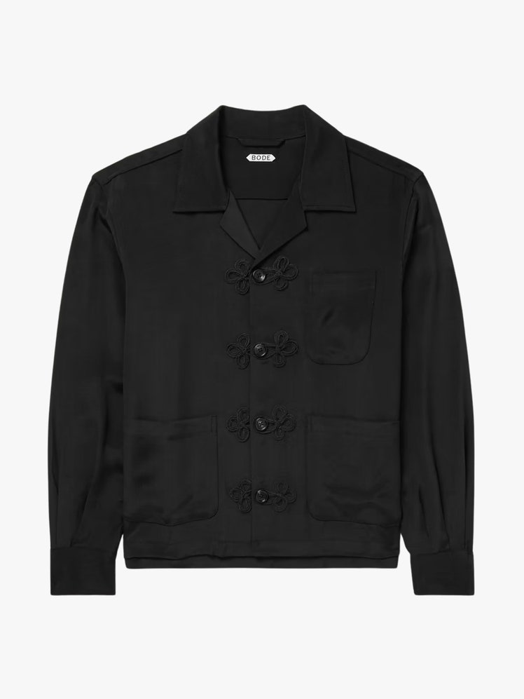 Trillium Appliqud SilkCrepe Shirt
