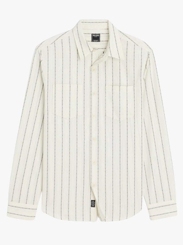 Image may contain Clothing Shirt Long Sleeve Sleeve Dress Shirt Blazer Coat Jacket Home Decor and Linen