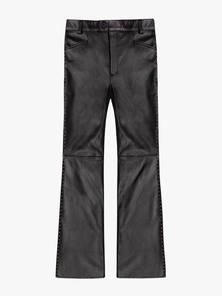 Studded Flare Leather Pants