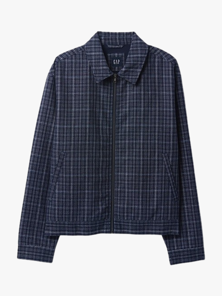 LinenCotton Plaid Relaxed Jacket