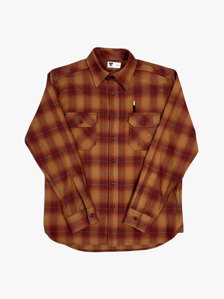 Burgundy  Gold Plaid Flannel