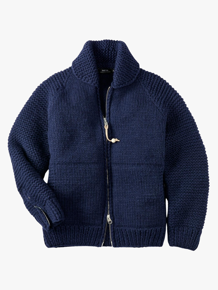 Handknit Cowichan Heavyweight Moto Knit Sweater