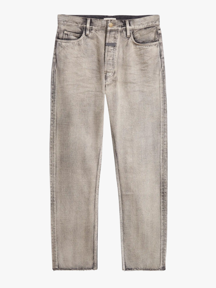 FivePocket Raw Hem Straight Leg Jeans