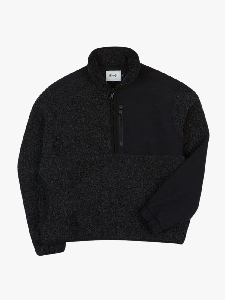 A. Levine Grey Boucle Wool HalfZip Fleece Jacket