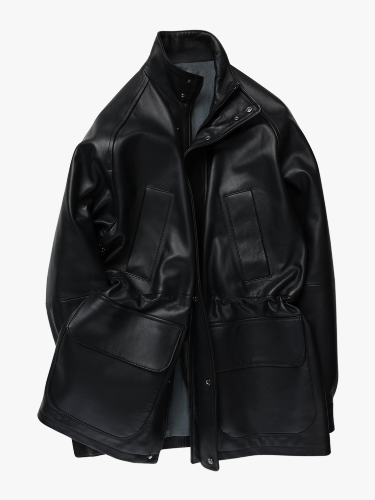 Black Plong Leather Traveler Jacket