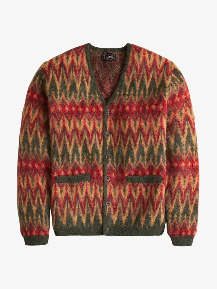 Wool Chevron Jacquard Cardigan