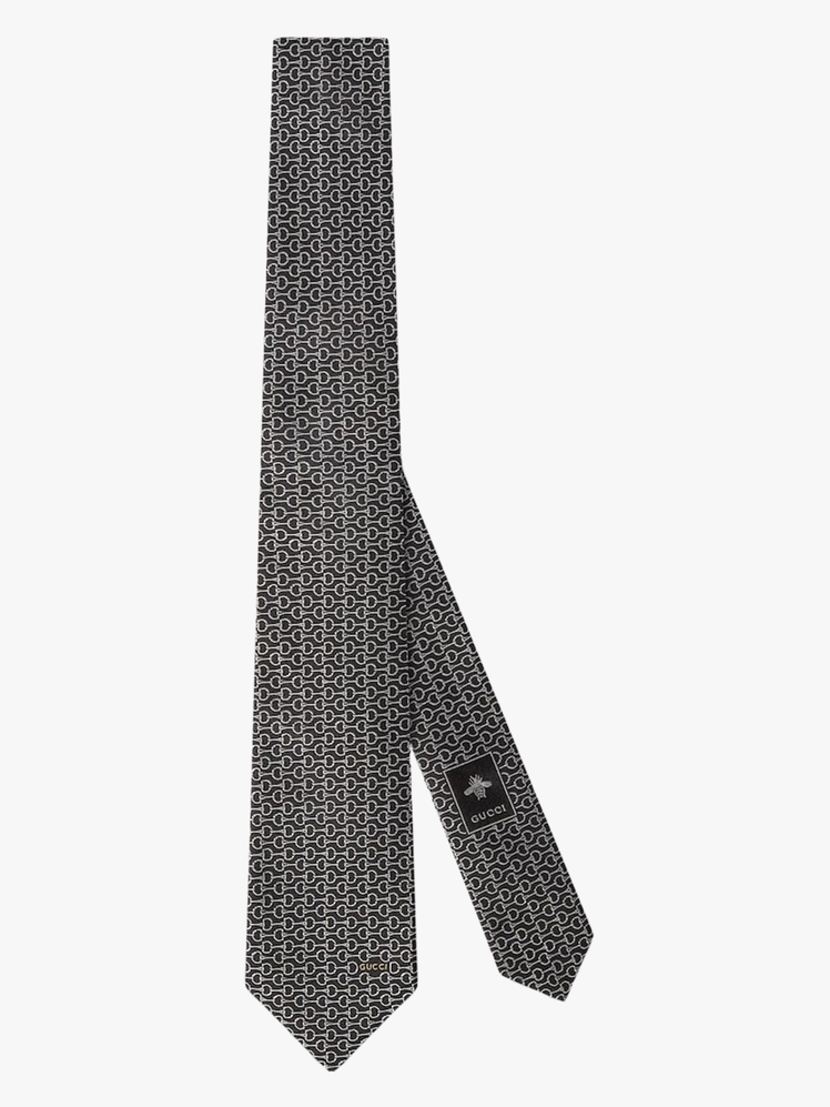 Horsebit Silk Jacquard Tie