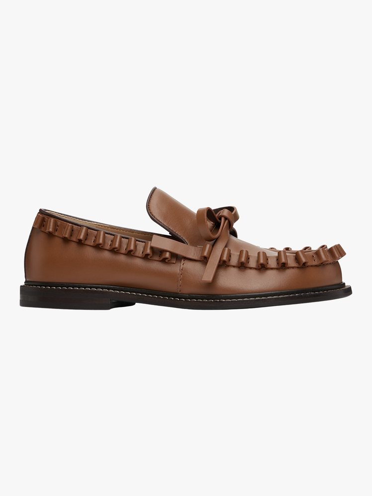 Tan Ruffle Loafers